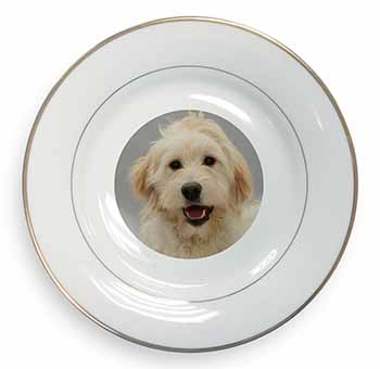 Labradoodle Dog Gold Rim Plate Printed Full Colour in Gift Box