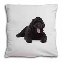 Black Labradoodle Dog Soft White Velvet Feel Scatter Cushion