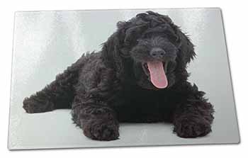 Large Glass Cutting Chopping Board Black Labradoodle Dog