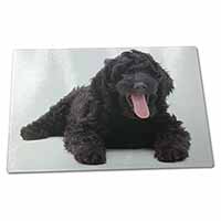Large Glass Cutting Chopping Board Black Labradoodle Dog