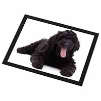 Black Labradoodle Dog Black Rim High Quality Glass Placemat