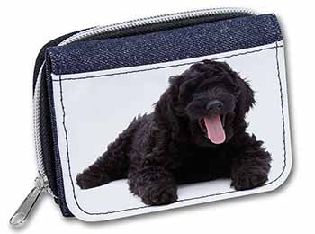 Black Labradoodle Dog Unisex Denim Purse Wallet