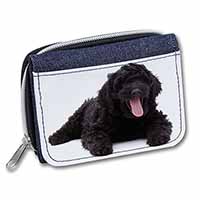 Black Labradoodle Dog Unisex Denim Purse Wallet
