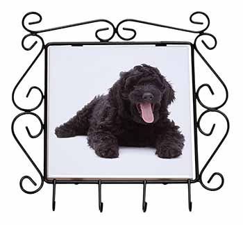 Black Labradoodle Dog Wrought Iron Key Holder Hooks