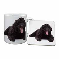 Black Labradoodle Dog Mug and Coaster Set