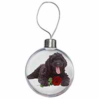 Labradoodle Dog with Red Rose Christmas Bauble