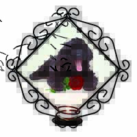 Labradoodle Dog with Red Rose Wrought Iron Wall Art Candle Holder
