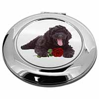 Labradoodle Dog with Red Rose Make-Up Round Compact Mirror