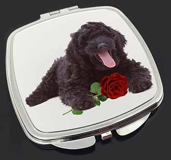 Labradoodle Dog with Red Rose Make-Up Compact Mirror