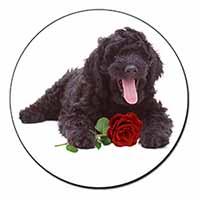 Labradoodle Dog with Red Rose Fridge Magnet Printed Full Colour