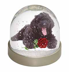 Labradoodle Dog with Red Rose Snow Globe Photo Waterball