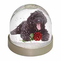 Labradoodle Dog with Red Rose Snow Globe Photo Waterball