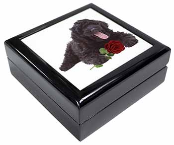 Labradoodle Dog with Red Rose Keepsake/Jewellery Box