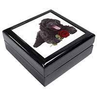Labradoodle Dog with Red Rose Keepsake/Jewellery Box