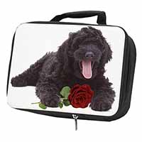 Labradoodle Dog with Red Rose Black Insulated School Lunch Box/Picnic Bag