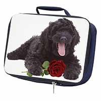 Labradoodle Dog with Red Rose Navy Insulated School Lunch Box/Picnic Bag