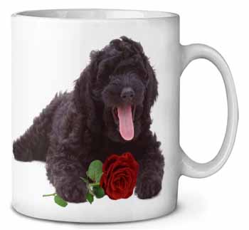 Labradoodle Dog with Red Rose Ceramic Coffee Mug/Tea Cup