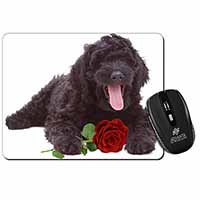Labradoodle Dog with Red Rose Computer Mouse Mat
