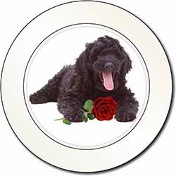 Labradoodle Dog with Red Rose Car or Van Permit Holder/Tax Disc Holder