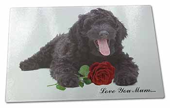 Large Glass Cutting Chopping Board Labradoodle+Rose 