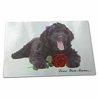 Large Glass Cutting Chopping Board Labradoodle+Rose 
