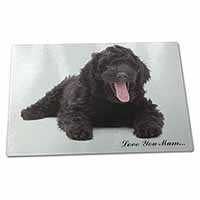 Large Glass Cutting Chopping Board Black Labradoodle 