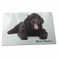 Large Glass Cutting Chopping Board Black Labradoodle 