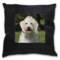 White Labradoodle Dog Black Satin Feel Scatter Cushion