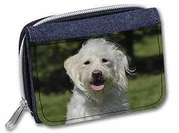 White Labradoodle Dog Unisex Denim Purse Wallet