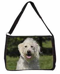 White Labradoodle Dog Large Black Laptop Shoulder Bag School/College