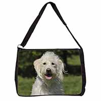 White Labradoodle Dog Large Black Laptop Shoulder Bag School/College