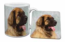 Blonde Leonberger Dog Mug and Coaster Set