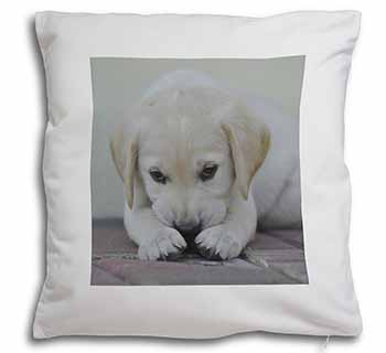 Cream Labrador Puppy Soft White Velvet Feel Scatter Cushion