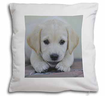 Labrador Puppy Soft White Velvet Feel Scatter Cushion