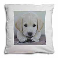 Labrador Puppy Soft White Velvet Feel Scatter Cushion