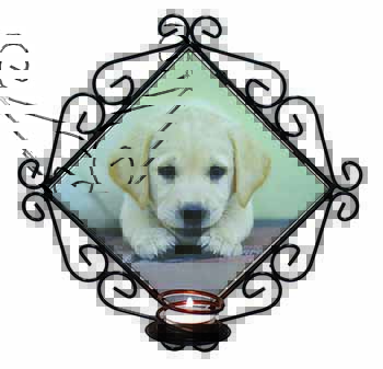 Labrador Puppy Wrought Iron Wall Art Candle Holder