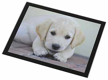 Labrador Puppy Black Rim High Quality Glass Placemat