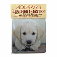 Labrador Puppy Single Leather Photo Coaster
