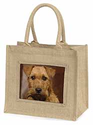 Lakeland Terrier Dog Large Natural Jute Shopping Bag