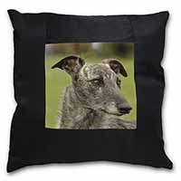 Lurcher Dog Black Satin Feel Scatter Cushion