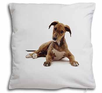 Lurcher Dog Soft White Velvet Feel Scatter Cushion