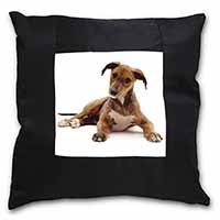 Lurcher Dog Black Satin Feel Scatter Cushion