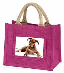 Lurcher Dog Little Girls Small Pink Jute Shopping Bag