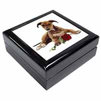 Lurcher Dog with Red Rose Keepsake/Jewellery Box