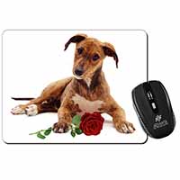 Lurcher Dog with Red Rose Computer Mouse Mat