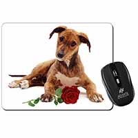 Lurcher Dog with Red Rose Computer Mouse Mat