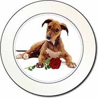 Lurcher Dog with Red Rose Car or Van Permit Holder/Tax Disc Holder
