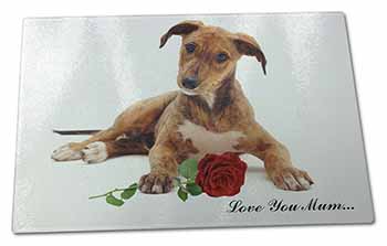 Large Glass Cutting Chopping Board Lurcher with Rose 