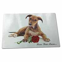 Large Glass Cutting Chopping Board Lurcher with Rose 