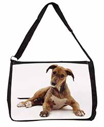 Lurcher Dog Large Black Laptop Shoulder Bag School/College